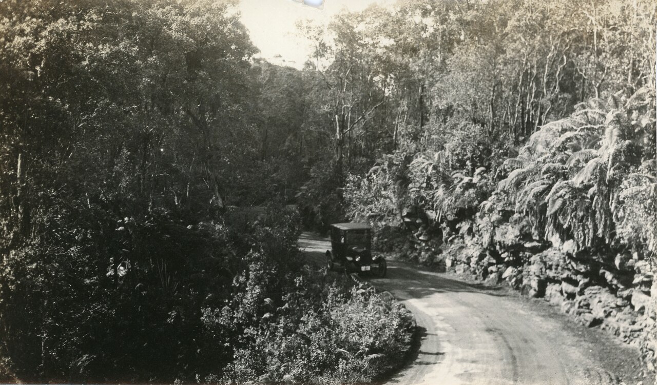A car driving along an open road