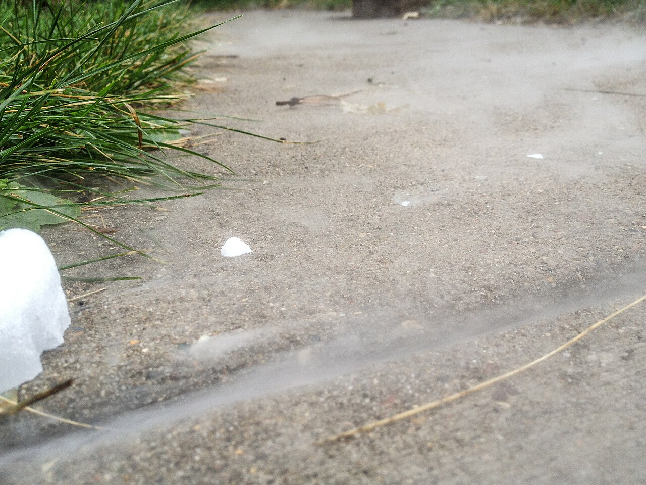 Dry ice releasing thick white fog