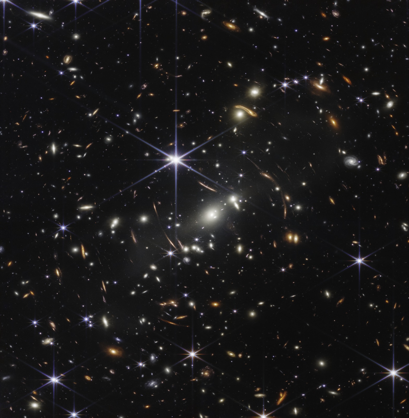 A James Webb telescope deep field crowded with thousands of distant galaxies