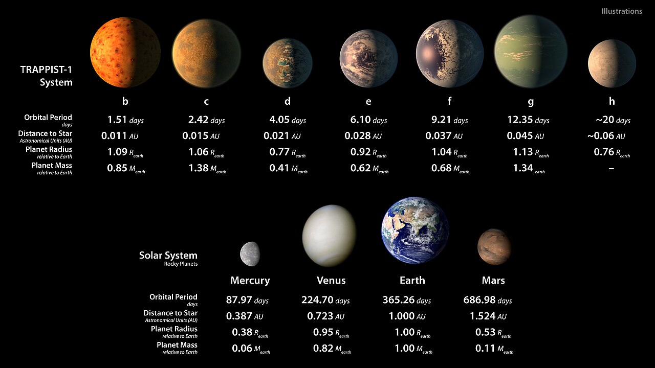Illustration of planets, held in orbit by the Sun's gravity