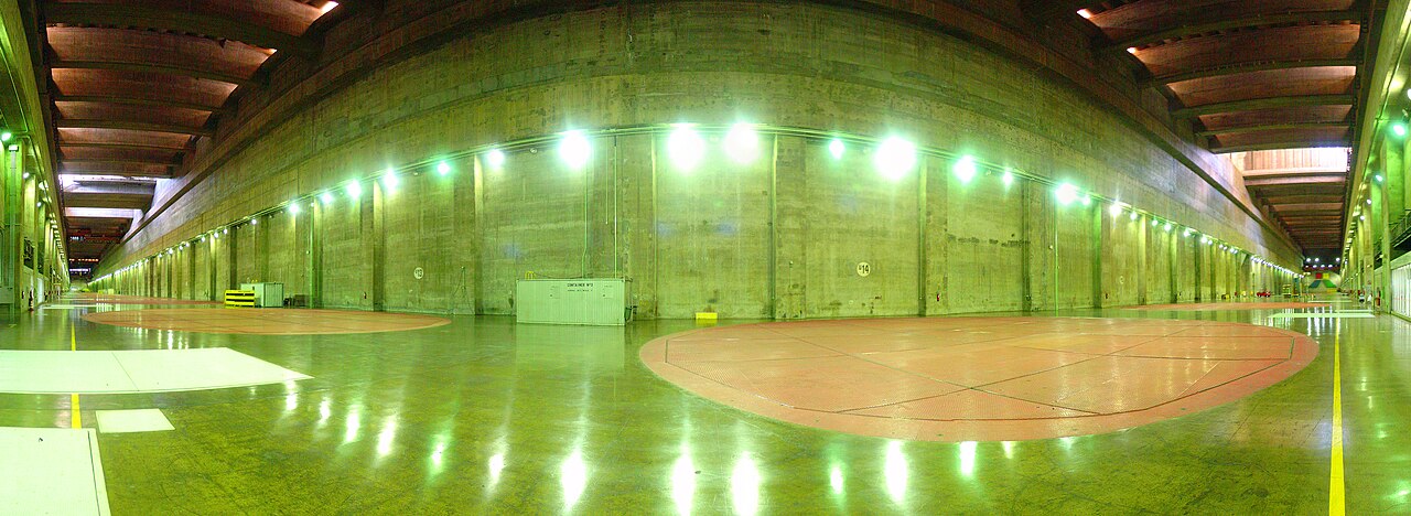 The generator hall of a hydroelectric power station, where spinning magnets make electricity.